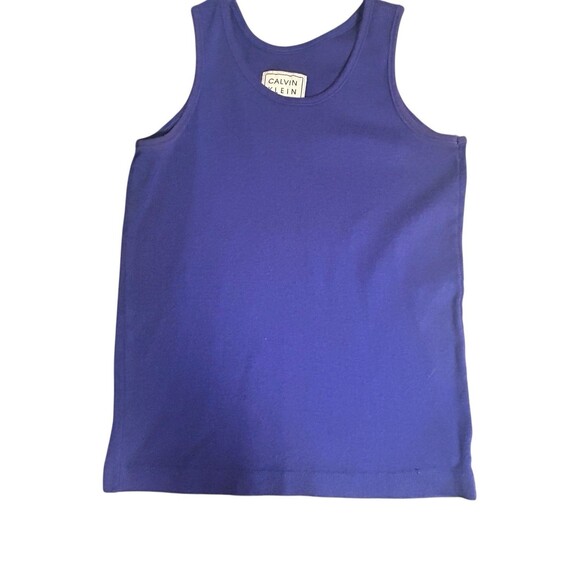 Vintage Calvin Klein Cobalt  Small Tank Top Y2K Made USA Preppy Academic 90s - Picture 1 of 7